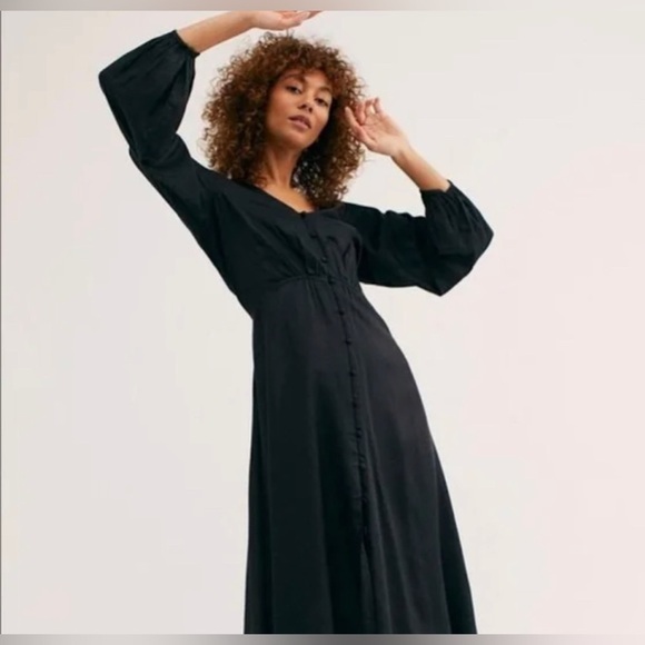 💫 FREE PEOPLE ‘Later Days’ Cutout Back Midi Dress in Black Sz 8 - EUC - Picture 12 of 15